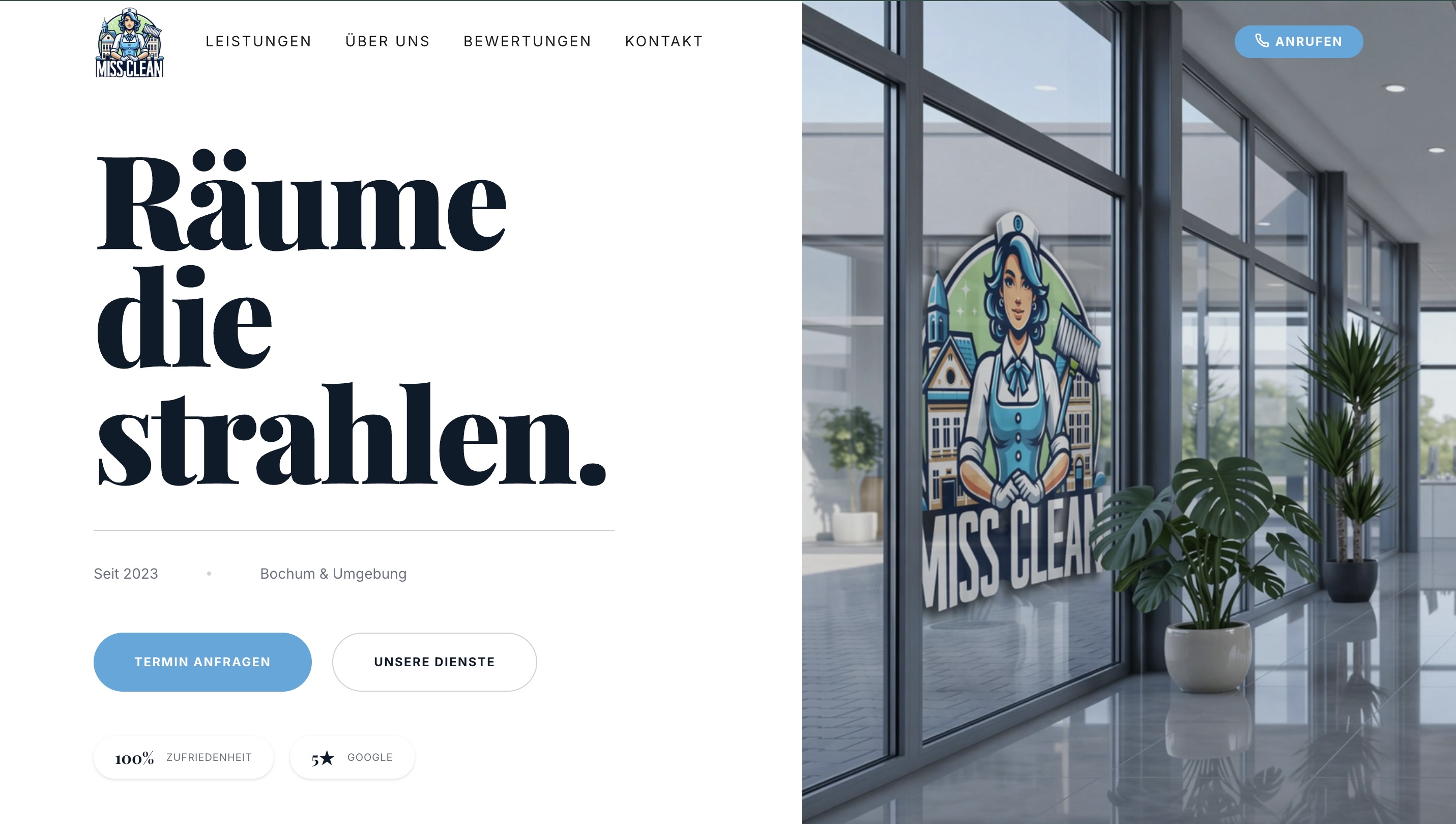 Miss Clean Bochum – Reinigungsservice Website Hero